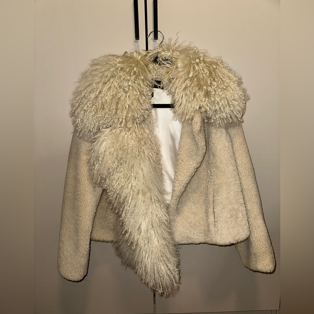 RARE OPENING CEREMONY Patchwork Shearling Jacket … - image 5